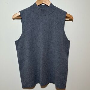 Marled Women’s Sleeveless High Neck Sweater Dark Gray Rayon Blend XL